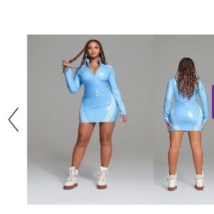 Blue vinyl Ivy Park dress never worn no tags.